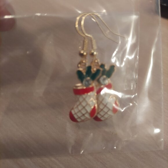 Holiday Stocking Dangling Earrings - Picture 4 of 4